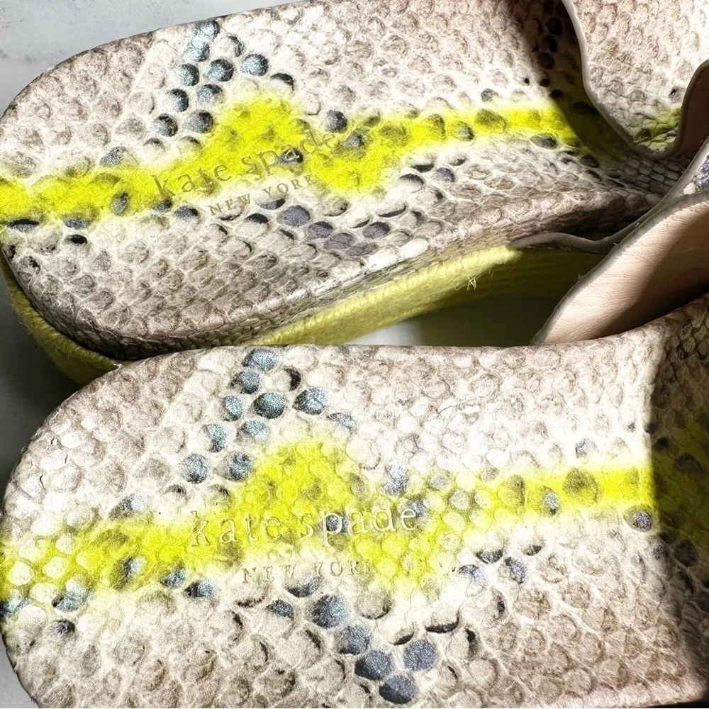 Kate Spade Zia Platform Leather Espadrille Snake Print Size 9 B